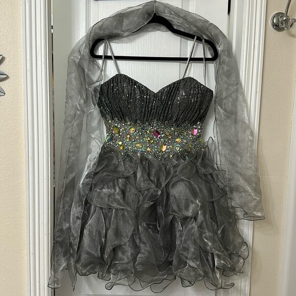 lets fashion Dresses & Skirts - Let's fashion medium gray ruffled dress